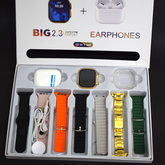 i20 Ultra 2 Max Suit – 10 in 1 Smartwatch & Earphones Set